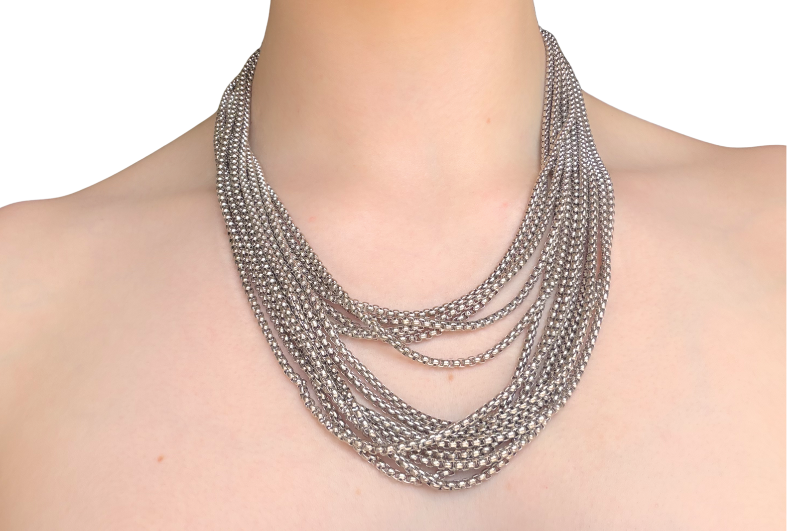 collar cascada plateado